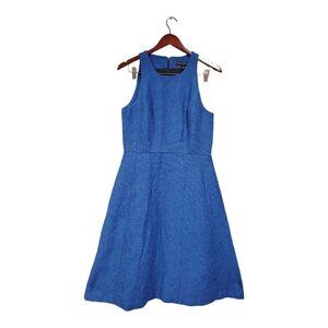 Banana Republic Blue Italian Tweed Racerback Sleeveless Fit Flare Dress Sz 6